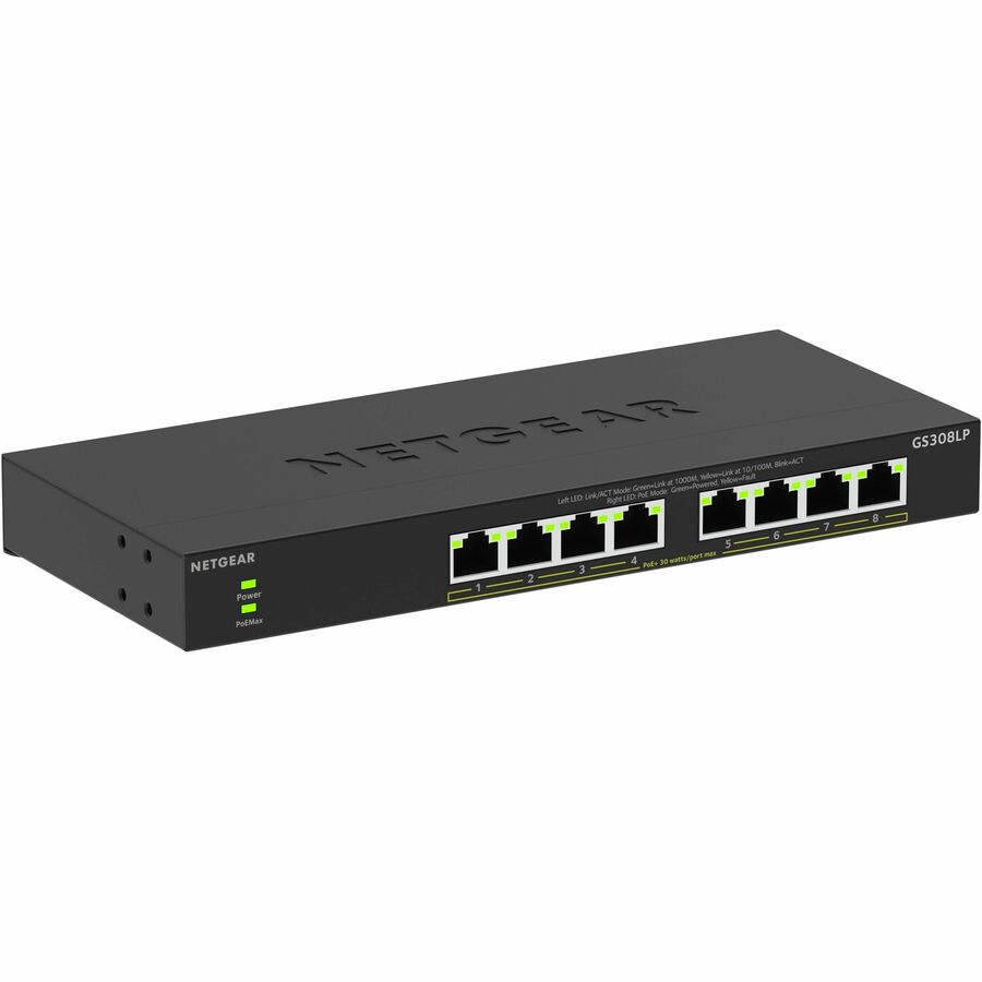8 PORT GIGABIT ETHERNET UNMANAGED ESSENTIALS POE+ SWITCH GS308LP