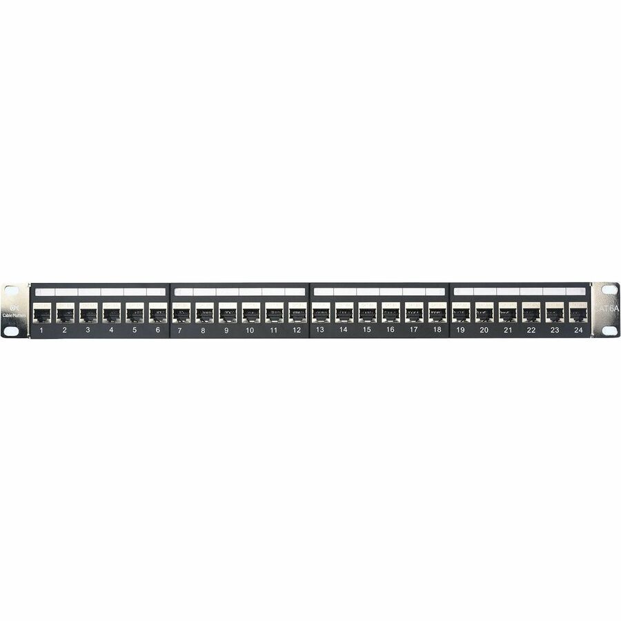 1U 24-PORT STP SHIELDED CAT 6A ETHERNET PATCH PANEL WITH INLINE KEYSTONE