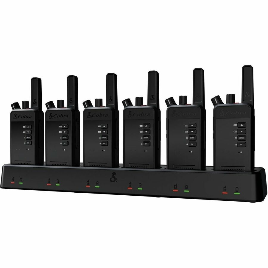 COBRA PERFORMA 400 LICENSED ANALOG RADIO 6-PACK, 2 CHANNELS, 6-DOCK CHARGER, 2W,