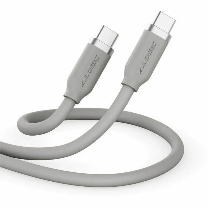ELEMENTS SILICONE 5A/240W USB2 USB-C TO C MALE CABLE, TITANIUM GREY 1M
