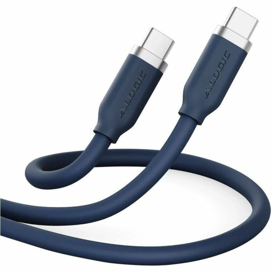 ELEMENTS SILICONE 5A/240W USB2 USB-C TO C MALE CABLE WITH CABLE TIE, TITANIUM BL