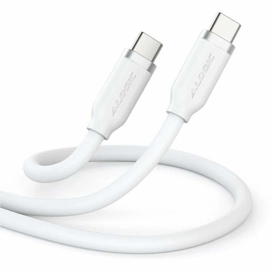 ELEMENTS SILICONE 5A/240W USB2 USB-C TO C MALE CABLE WITH CABLE TIE, WHITE 2M