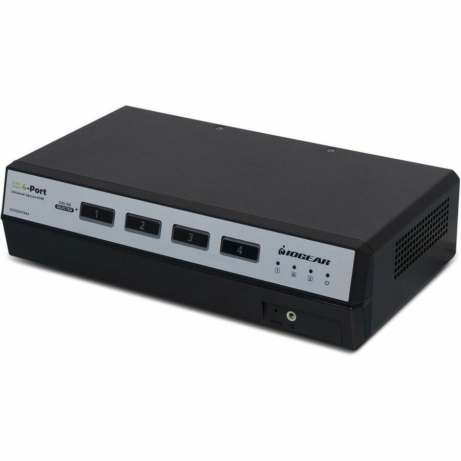 4-PORT DUAL VIEW TRUE UNIVERSAL (DP/HDMI) SECURE KVM SWITCH W/AUDIO