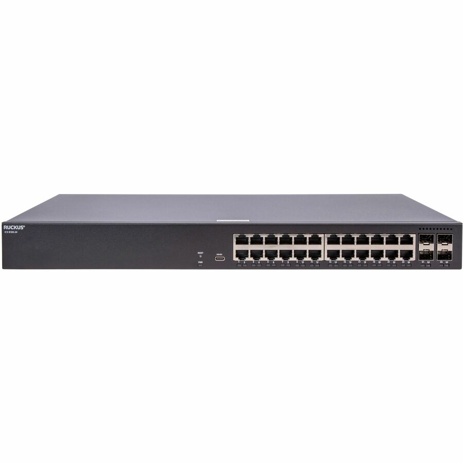 RUCKUS ICX 8100 1RU SWITCH, 24 10/100/1000 MBPS PORTS, 4 10 GBE SFP+ UPLINK-PORT