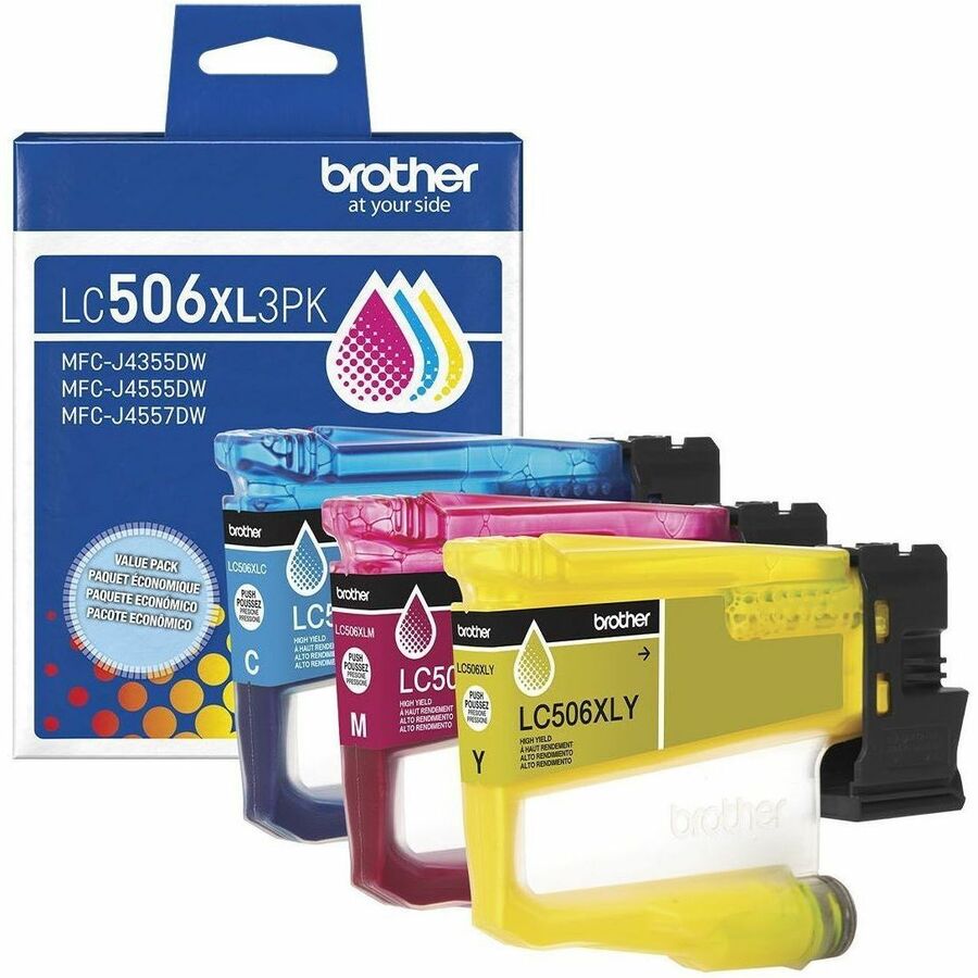 Brother Genuine LC506XL 3PK 3 Pack of High Yield Cyan, Magenta, and Yellow Ink Cartridges