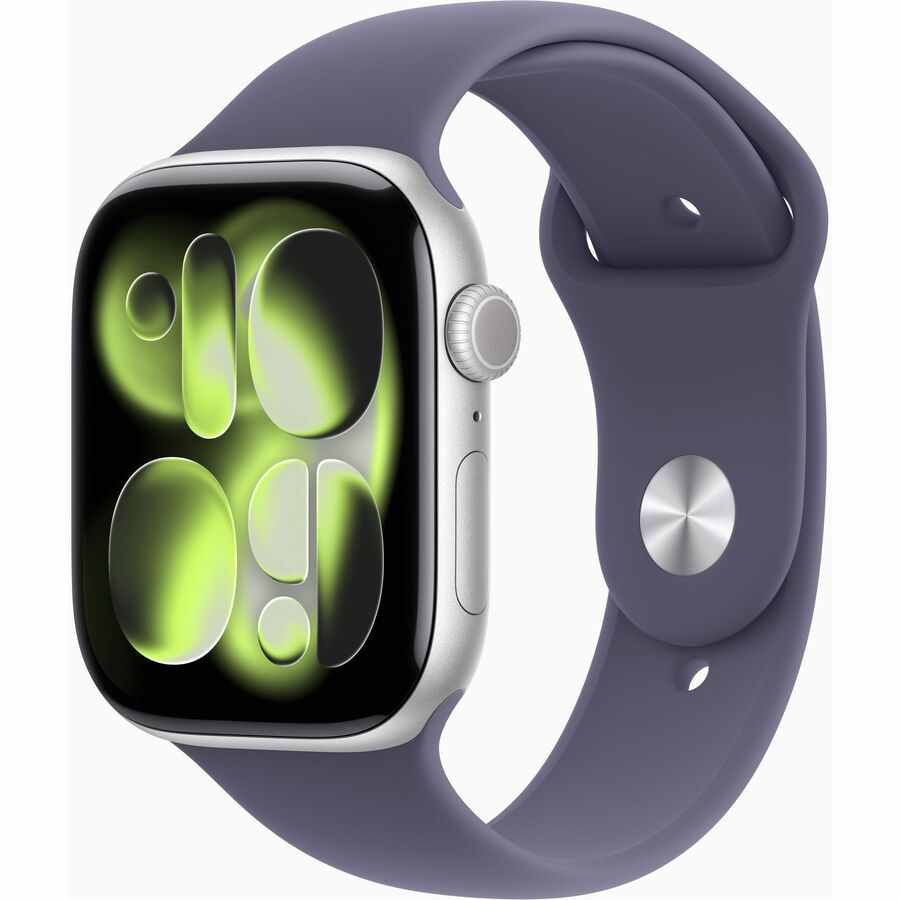 APPLE WATCH SERIES 11 GPS 46MM SILVER ALUMINUM CASE WITH PURPLE FOG SPORT BAND -