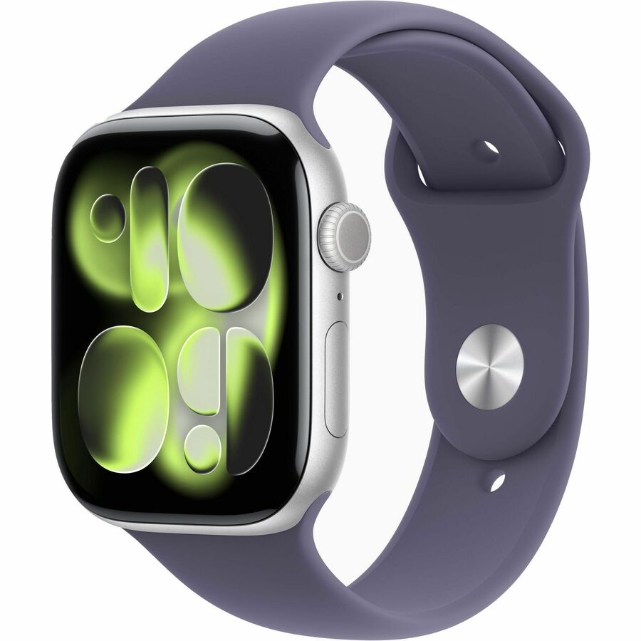 APPLE WATCH SERIES 11 GPS 46MM SILVER ALUMINUM CASE WITH PURPLE FOG SPORT BAND -