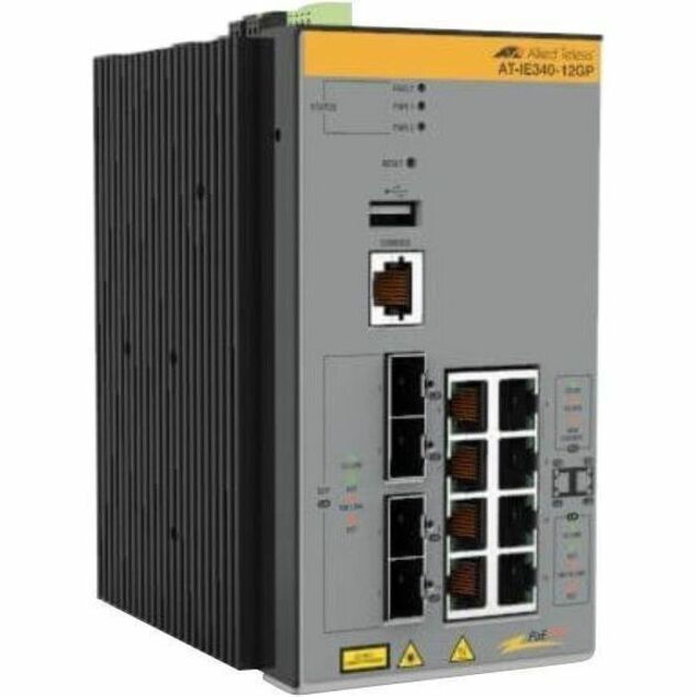 8X 10/100/1000T, 4X 100/1000X SFP, INDUSTRIAL ETHERNET, LAYER 3 SWITCH, POE+ SUP