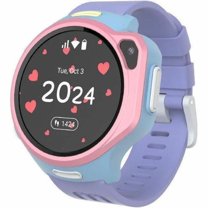 myFirst Fone R2 Smart Watch - Round - Children - G-sensor, Heart Rate Monitor, Temperature Sensor - Camera, Video Call, Vibra Alert, Text Messaging, Phone, Music Player - Heart Rate, Body TemperatureSL8541E - 8 GB Standard Memory - 1.3" - AMOLED - Android - Bluetooth - GPS - 16 Hour - USB 2.0 - Cotton Candy Mix - Health & Fitness, Tracking, Outdoor, Indoor - Water Resistant - Wireless LAN - IPX8 Water Resistant