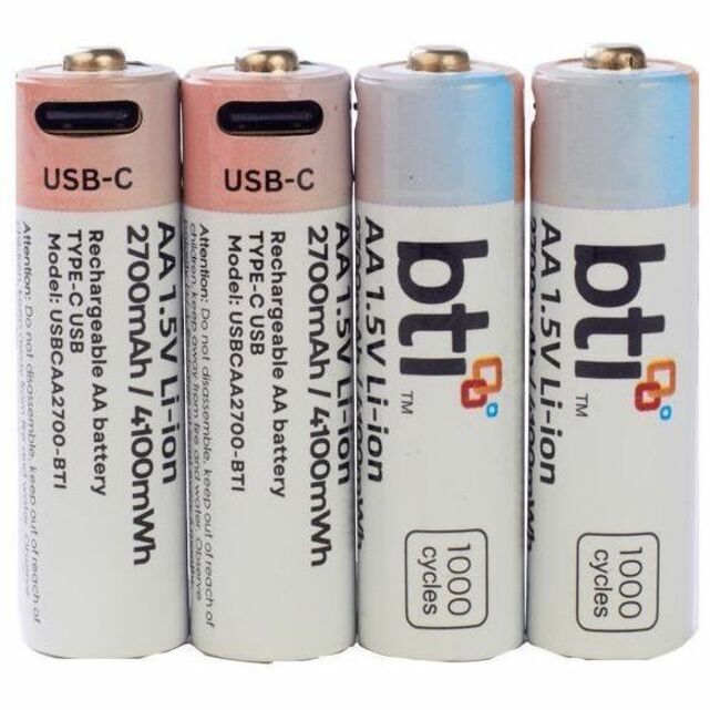 BTI USBCAA2700-BTI 1.5V LI-ION 2700MAH 4100MWH USB-C PORT RECHARGEABLE BATTERY (