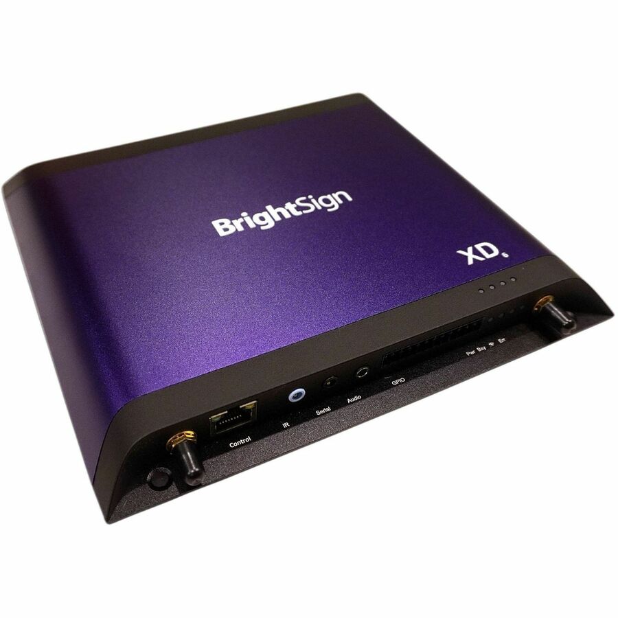 BRIGHTSIGNOS ENABLED MEDIA PLAYER. DUAL UHD VIDEO DECODE. POE+. GPIO, ANALOG/SPD