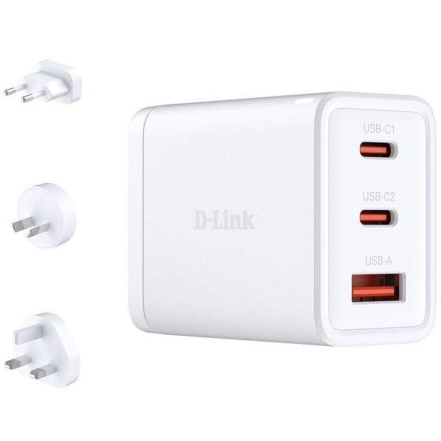 65W GAN CHARGER - THREE USB-C/USB-A PORTS: FEATURES USB-C X 2 AND USB-A X 1 TO C