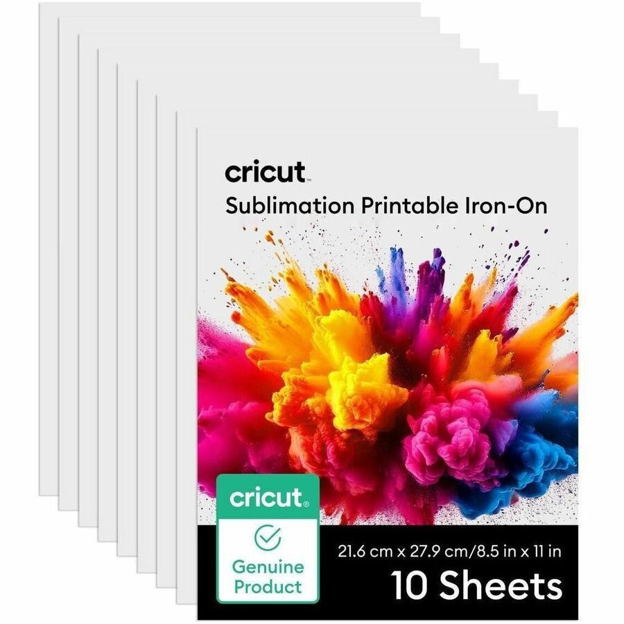 cricut Sublimation Printable Iron-On - 8.5 in x 11 in (10 ct) - Letter - 8 1/2" (215.90 mm) x 11" (279.40 mm) - Washable, Uncoated - 10 Sheets