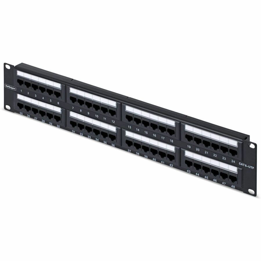 48-PORT 2U CAT6 UTP PATCH PANEL SUPPORTS 10/100/1000 ETHERNET; FITS STANDARD 19I