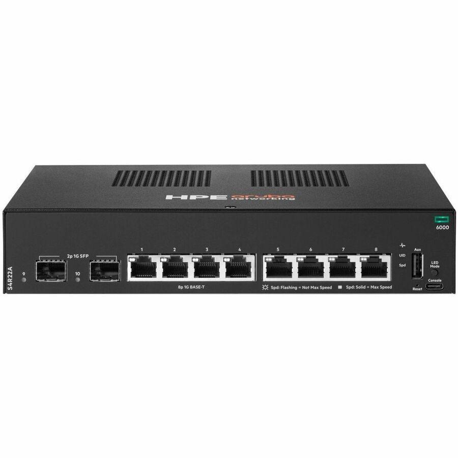 HPE ARUBA NETWORKING CX 6000 8P 10M/100M/1G 2P SFP 1G SWITCH US EN - 8 X 10/100/