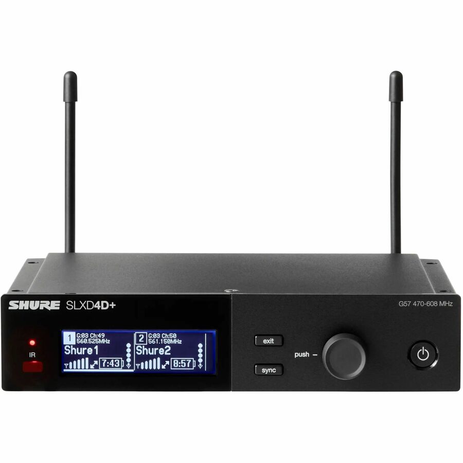 SLXD4D+ DIGITAL 2-CHANNEL WIRELESS RECEIVER (1/2 RACK) WITH 24 BIT/48 KHZ AUDIO
