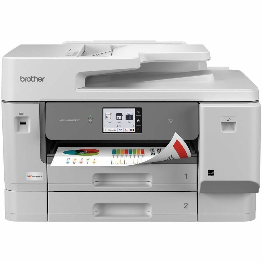 Brother Workhorse MFC-J6975DW Business Color Inkjet All-in-One Printer with 11"x17" Print, Copy, Scan, Fax, Low-Cost Printing, and Advanced Security Features