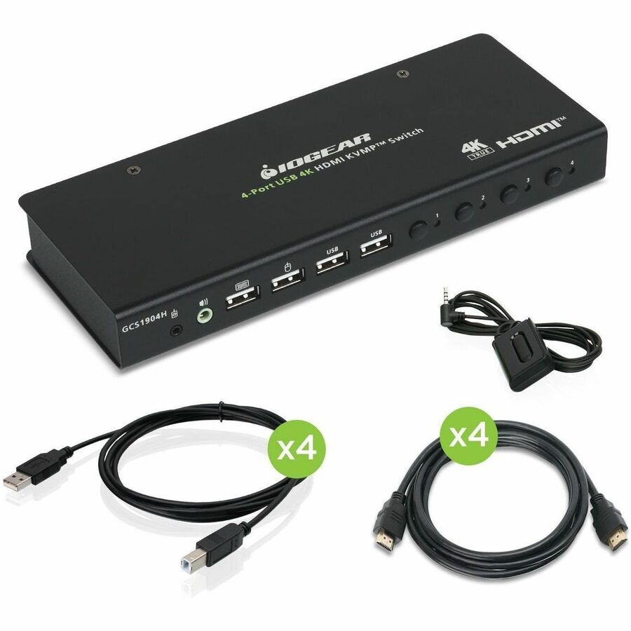 4-PORT 4K KVM SWITCH WITH HDMI CONNECTION, USB 2.0 AND AUDIO - CONTROL UP TO 4 P