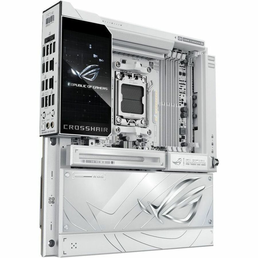 ASUS ROG CROSSHAIR X870E GLACIAL, AMD E-ATX MOTHERBOARD, 24+2+2 POWER STAGES, DD
