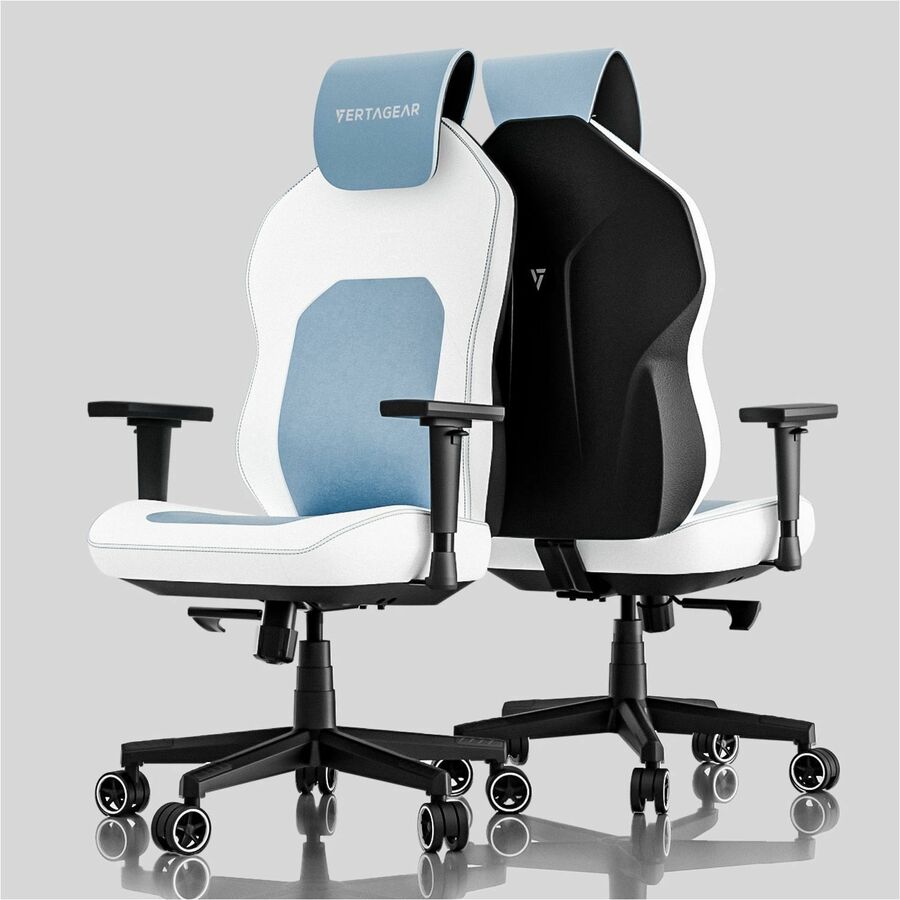 VERTAGEAR SL1800 BLACK/WHITE / BABY BLUE ERGONOMIC FEATURES GAMING/OFFICE CHAIR
