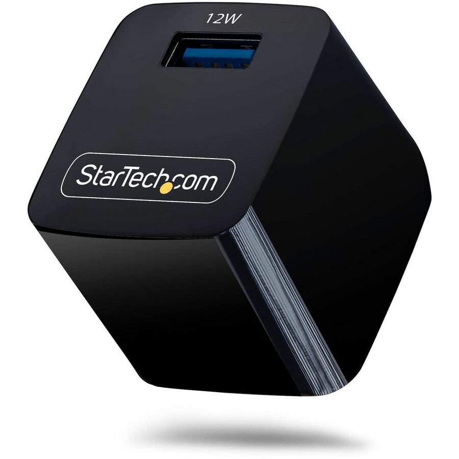 COMPACT LIGHTWEIGHT 12W USB-A WALL CHARGER WITH FOLDABLE PRONGS AND PORTABLE DES