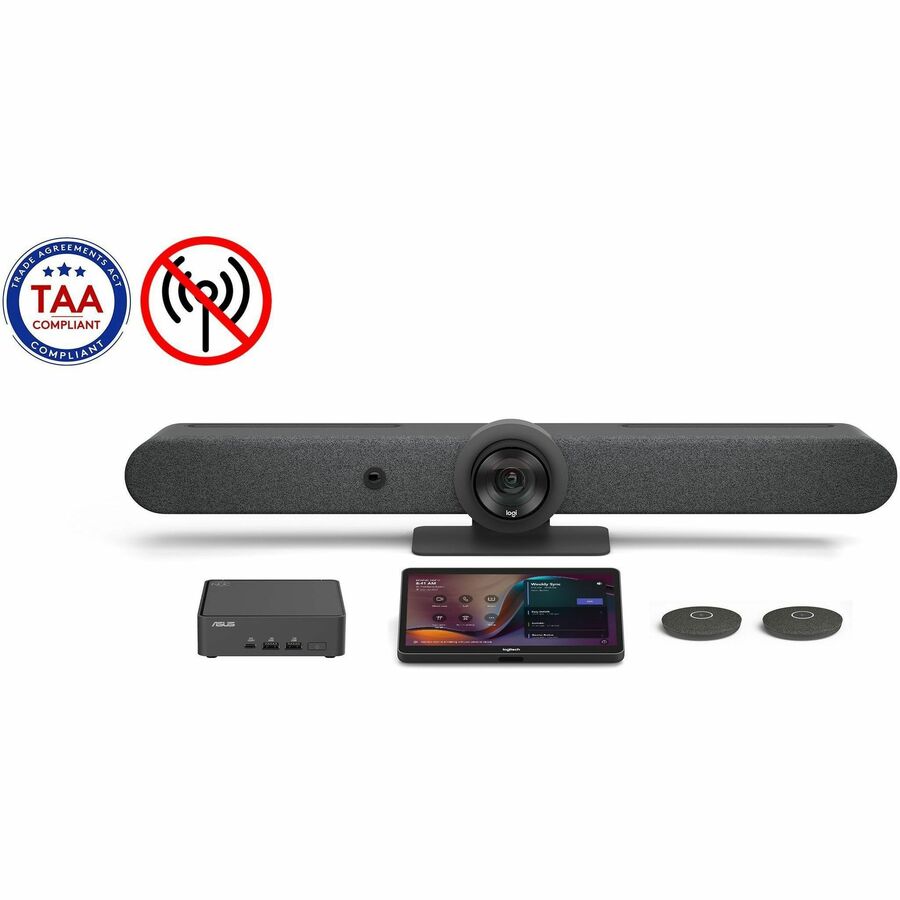 LOGITECH RALLY BAR NO-RADIO + TAP + 2 MIC PODS + ASUS NUC FOR MS