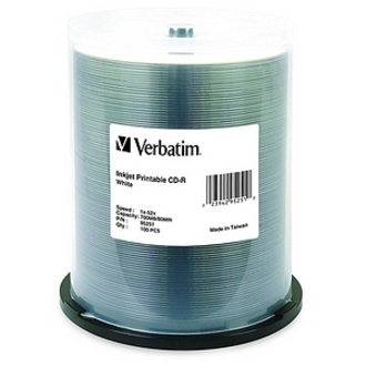 Verbatim CD-R 700MB 52X White Inkjet Printable - 100pk Spindle - Printable - Inkjet Printable