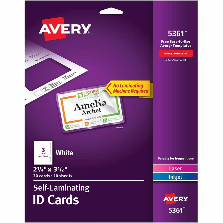 Avery® Self-laminating ID Cards - 30 / Box - 2