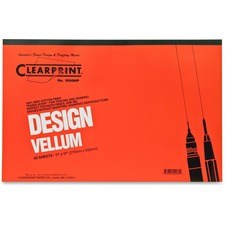 Clearprint Design Vellum Pad - Tabloid - 50 Sheets - Plain - 16 lb Basis Weight - Tabloid - 11" x 17" - White Paper - Acid-free, Archival - 1 / Pad