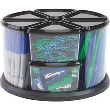 Deflecto Carousel Storage Organizer - 9 Compartment(s) - 11.1" Height x 11.1" Width x 6.6" Depth - Desktop - Black - Plastic - 1 Each