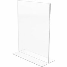 Deflecto Classic Image Double-Sided Sign Holder - 1 Each - 8.50" (215.90 mm) Width x 11" (279.40 mm) Height - Rectangular Shape - Self-standing, Bottom Loading - Plastic - Clear