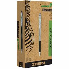 Zebra Pen Eco Jimnie Clip Retractable Ballpoint Pens - Medium Pen Point - 1 mm Pen Point Size - Refillable - Retractable - Black - Smoke Barrel - 1 Each