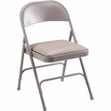 Lorell Steel Folding Chairs - Beige Vinyl Seat - Beige Steel Frame - 4 / Carton