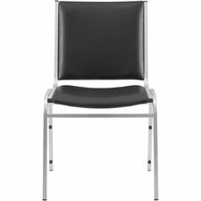 Lorell Padded Armless Stacking Chairs - Black Vinyl Seat - Vinyl Back - Steel Frame - Black - Steel, Vinyl - 4 / Carton