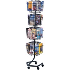Safco Rotary Wire Brochure Display Stand - 32 Compartment(s) - 4.50" (114.30 mm) x 1.37" (34.80 mm) - 60" Height x 15" Width x 15" Depth - Floor - Charcoal - 1 Each