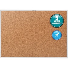 Quartet Classic Series Bulletin Board - 48" (1219.20 mm) Height x 72" (1828.80 mm) Width - Brown Natural Cork Surface - Heavy-gauge, Self-healing, Heavy Duty - Silver Aluminum Frame - 1 Each