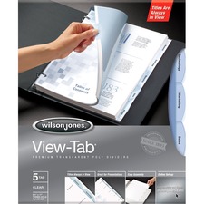 Wilson Jones View-Tab® Transparent Dividers - 5 Print-on Tab(s) - 5 Tab(s)/Set - Transparent Polypropylene Divider - Clear Polypropylene, Transparent Tab(s) - 5 / Set
