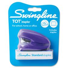 Swingline Tot Mini Stapler - 12 of 20lb Paper Sheets Capacity - Quarter Strip - 1/4" Staple Size - 1 Each - Black, Blue, Pink, Green