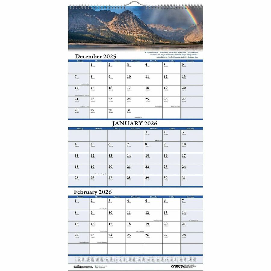 House Of Doolittle Scenic 3 month Wall Calendar Julian Dates 14 