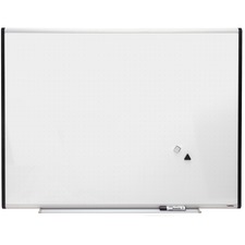 Lorell Signature Series Magnetic Dry-erase Markerboard - 48" (4 ft) Width x 36" (3 ft) Height - Porcelain Surface - Silver, Ebony Frame - Magnetic - Grid Pattern - 1 Each
