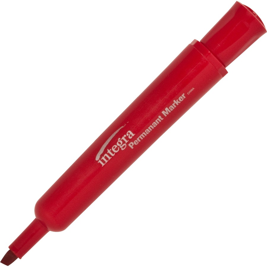 Integra Permanent Chisel Markers Chisel Marker Point Style Red 1 Dozen Round Eye Supply