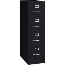 Lorell Vertical file - 4-Drawer - 15" x 26.5" x 52" - 4 x Drawer(s) for File - Letter - Vertical - Security Lock, Ball-bearing Suspension, Heavy Duty - Black - Steel - Recycled