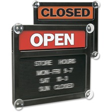 Headline Open/Closed Letter Board Sign - 1 Each - Open/Closed Print/Message - 15" (381 mm) Width x 13" (330.20 mm) Height - Rectangular Shape - White, Black Print/Message Color - Both Sides Display - Black
