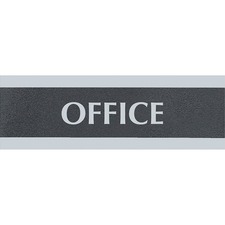 Headline Century Series Office Sign - 1 Each - English - Office Print/Message - 9" (228.60 mm) Width x 3" (76.20 mm) Height - Rectangular Shape - Silver Print/Message Color - Door - Indoor - Black