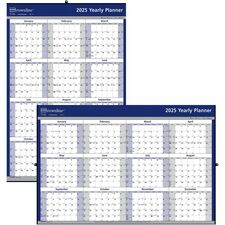 Brownline Wall Calendar - January 2024 to December 2024 - 24" x 36" Sheet Size - White, Blue - Paper - 1 Each