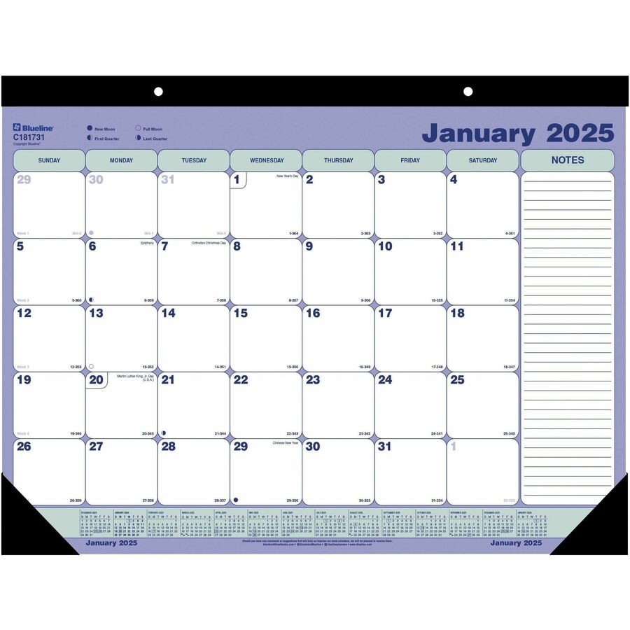 Brownline Desk/Wall Calendar Pad - Monthly - 1 Year - January 2022 Till December 2022 - 1 Month Single Page Layout - 21 1/4" X 16" Sheet Size - Desk Pad - White - Paper - Hanging Loop, Tear-Off - 1 Each - Kopy Kat Office