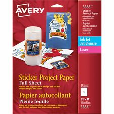 Avery® Sticker Project Paper - Letter - 8 1/2" x 11" - Matte - 6 / Carton - Repositionable, Acid-free, Lignin-free, Printable