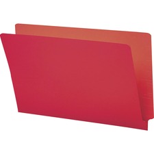 Smead Shelf-Master Straight Tab Cut Legal Recycled End Tab File Folder - 9 1/2" x 14 5/8" - 3/4" Expansion - Red - 10% Recycled - 1 Pack