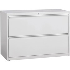 Lorell Fortress Series Lateral File - 42" x 18.6" x 28.1" - 2 x Drawer(s) for File - Legal, Letter, A4 - Lateral - Rust Proof, Leveling Glide, Ball-bearing Suspension, Interlocking, Label Holder - Light Gray - Baked Enamel - Steel - Recycled