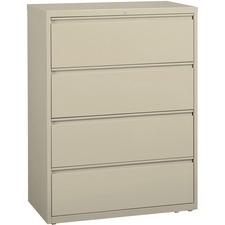 Lorell Fortress Series Lateral File - 42" x 18.6" x 52.5" - 4 x Drawer(s) for File - Legal, Letter, A4 - Lateral - Rust Proof, Leveling Glide, Interlocking, Ball-bearing Suspension, Label Holder - Putty - Baked Enamel - Recycled